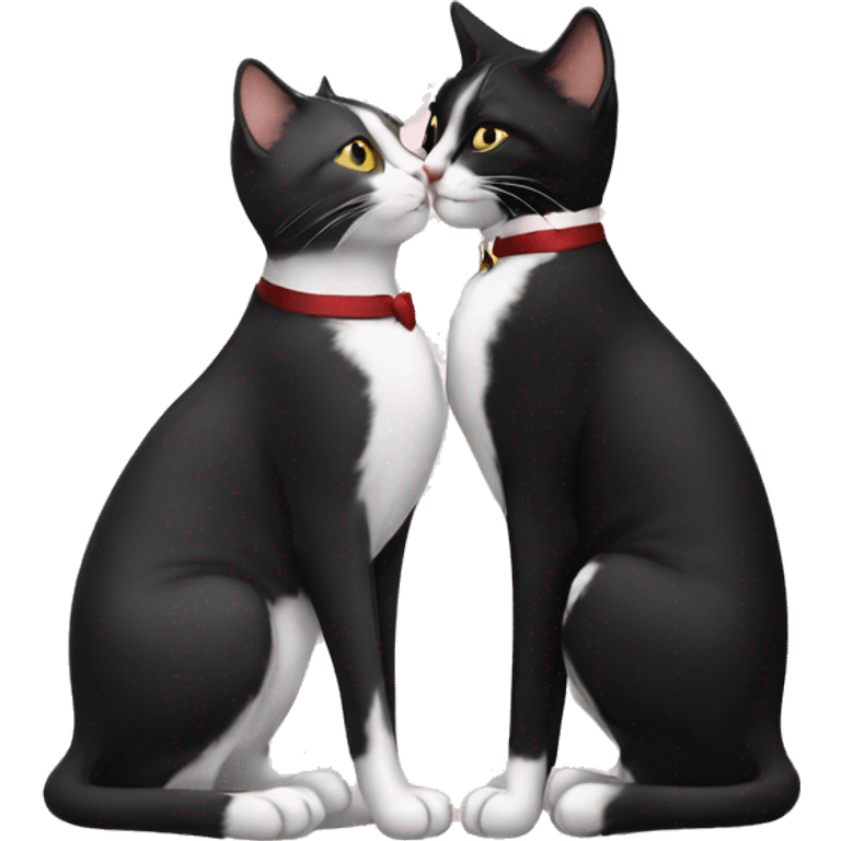 tuxedo cat kissing tabby cat emoji