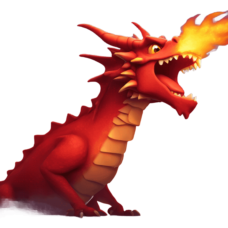 Red fierce dragon breathing bright red glowing fire  emoji