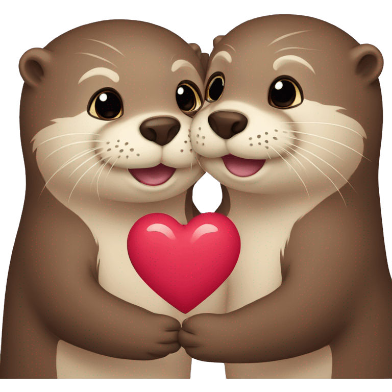 Otters in love, heart emoji