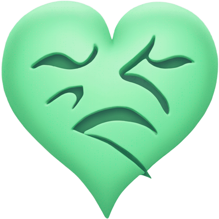 Pastel green colour broken heart emoji