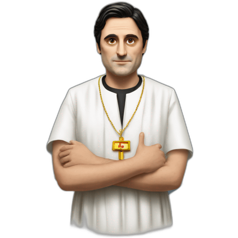 Andrea Montella seriously blessing like the pope with an arm with doctor dress emoji