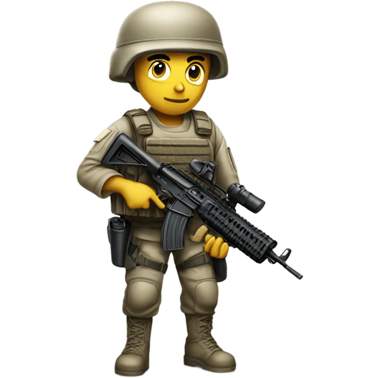 Realistic soldier with a machine gun emoji