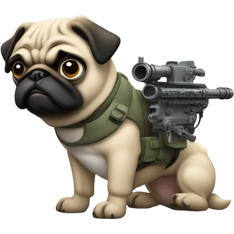 Pug shooting mounted machine gun emoji