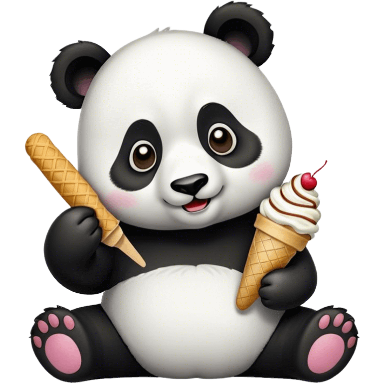 Panda eating ice cream emoji