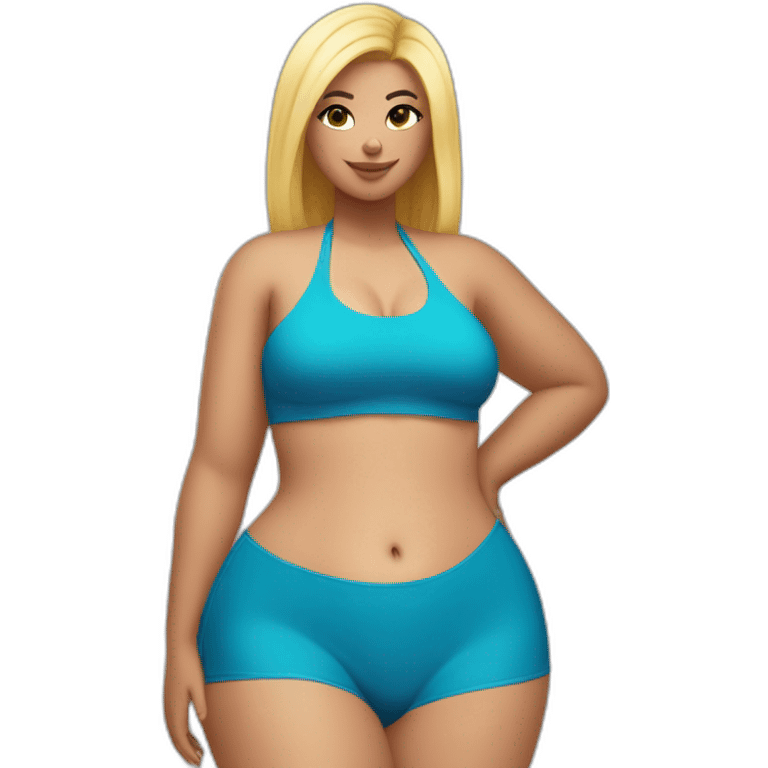 Slim-Thicc woman swimsuit posing full body (blonde, perfect body, hourglass figure) emoji