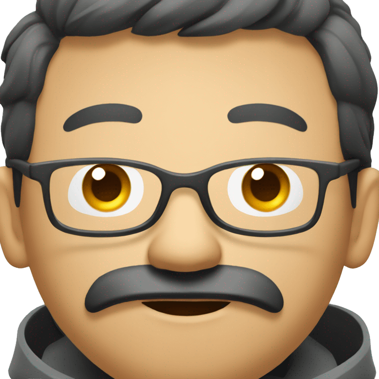 a bold asian man with glasses being skeptical emoji