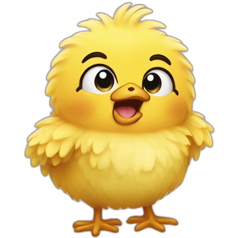 yellow fluffy chick laughing crying emoji