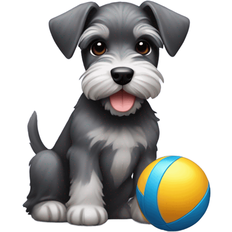 Schnauzer puppy with a ball emoji