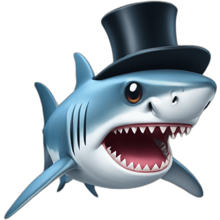 Shark with a top hat emoji