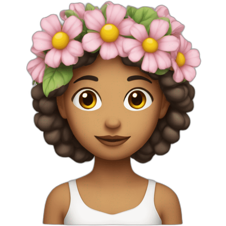 Fille avec une couronne de fleur emoji