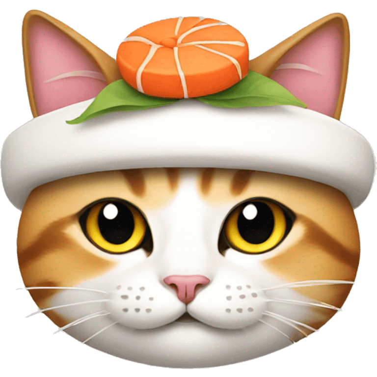 Cat wearing a sushi hat emoji