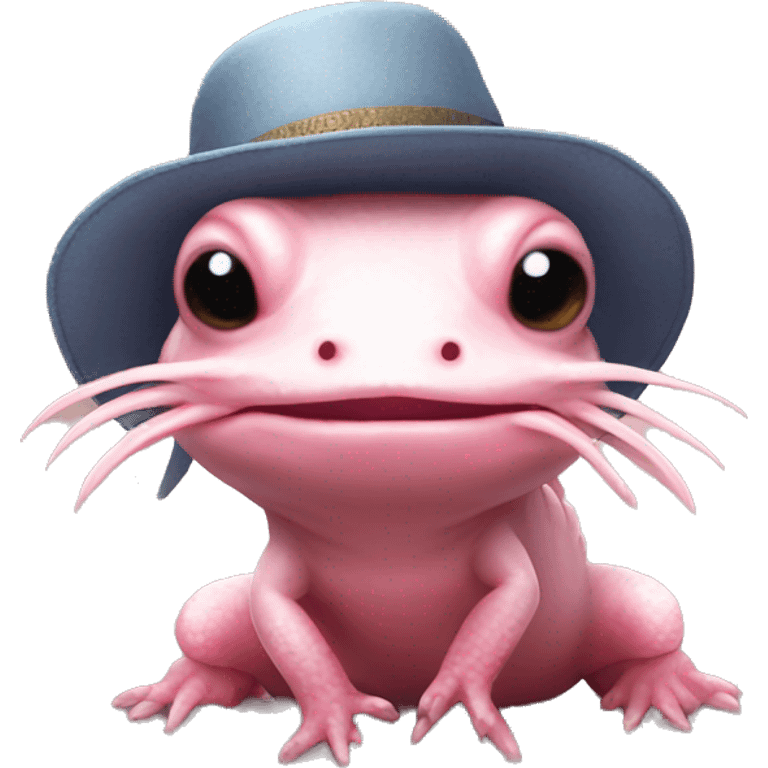 Axolotl wearing a hat emoji