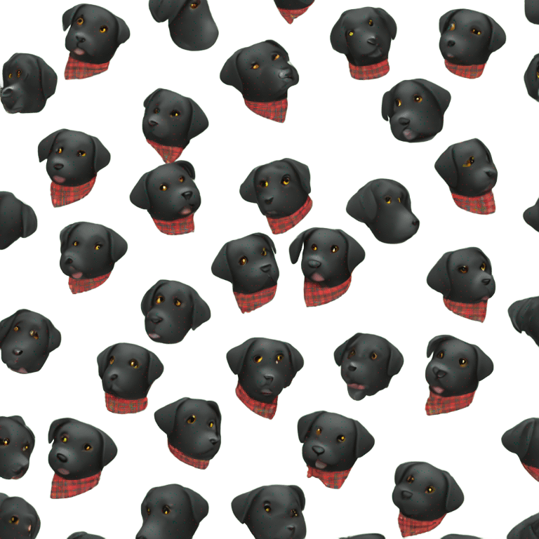 Black lab dog with plaid green and red collar emoji