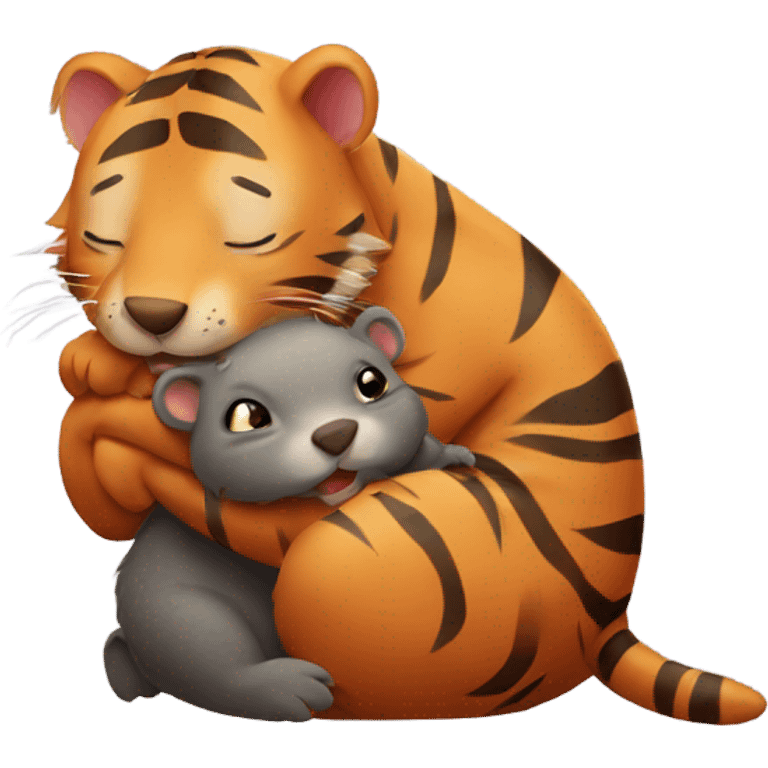 Tiger hugging wombat emoji