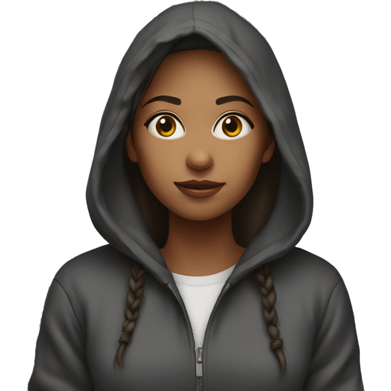 young woman, cool, in hoodie emoji