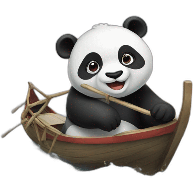 Panda sur un bateaux emoji