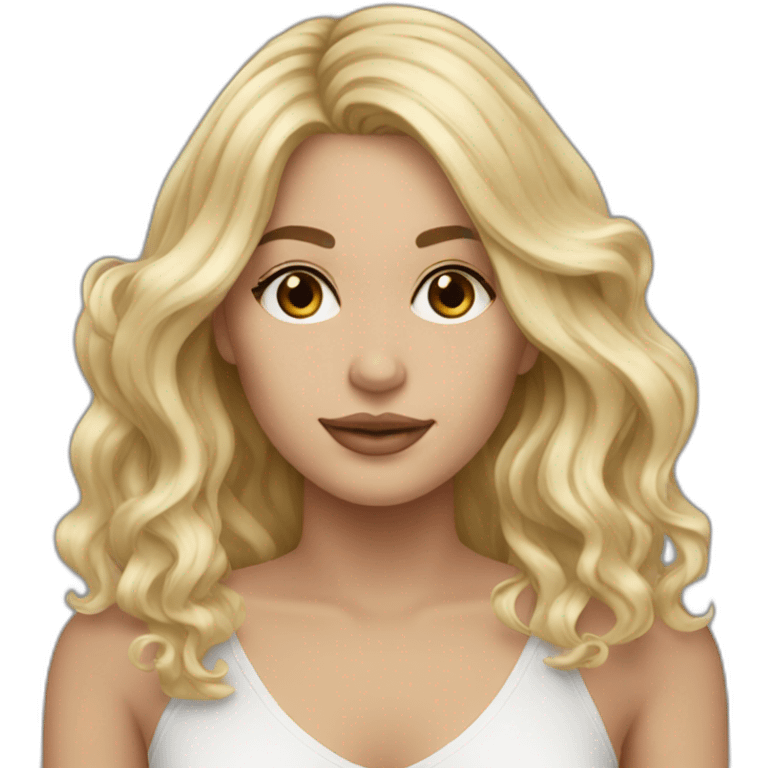 white, female, medium length blonde hair beach waves emoji