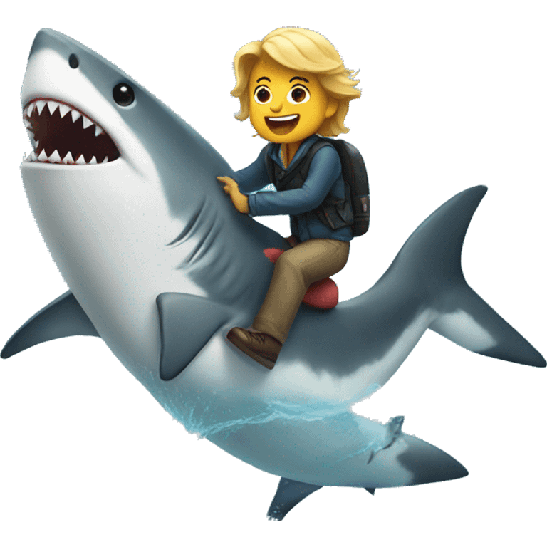 Person riding Shark emoji