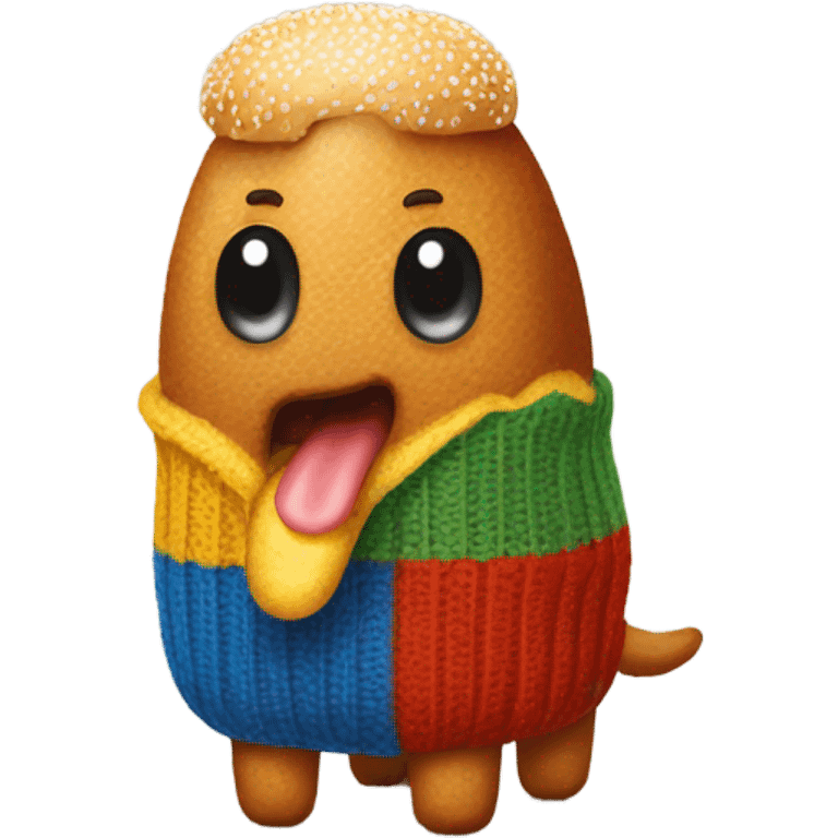 Corndog with a wool sweater emoji