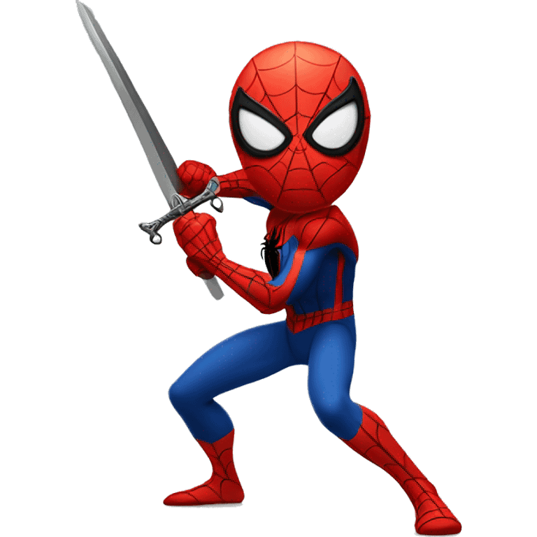 Spider-man with a sword in a slicing pose emoji