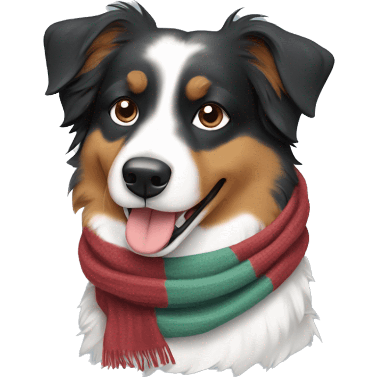 Australian shepherd 3 color wearing scarf emoji