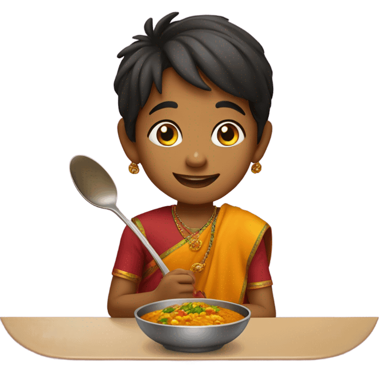 indian kid eating curry emoji