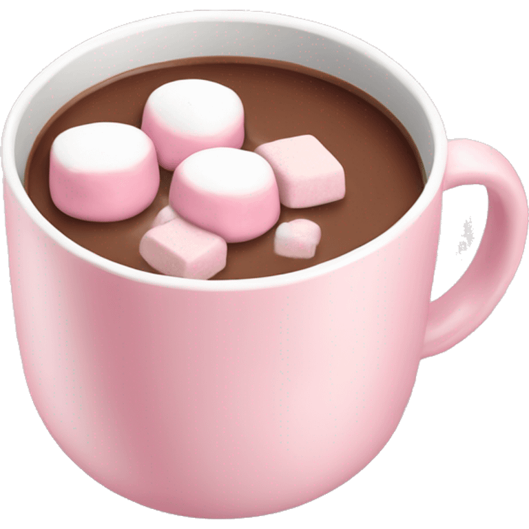 Light Pink mug of hot chocolate with marshmallows  emoji