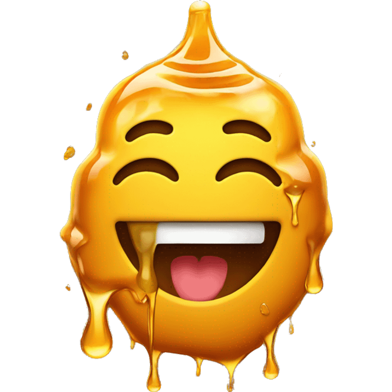 Smiling emoji with honey dripping out the mouth emoji