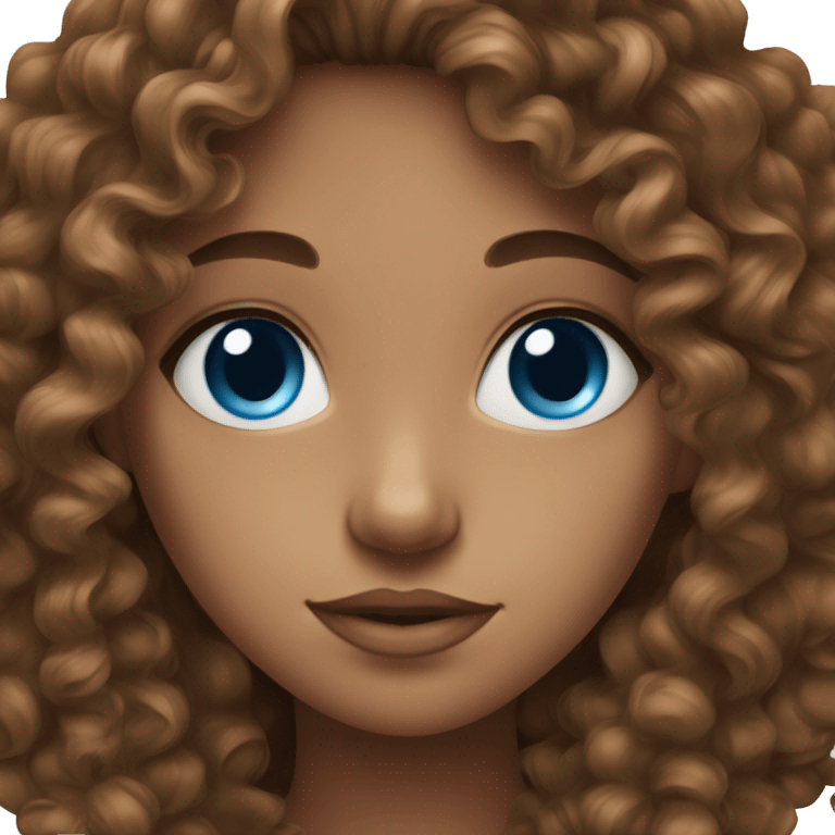 blue eye girl with curly brown hair emoji