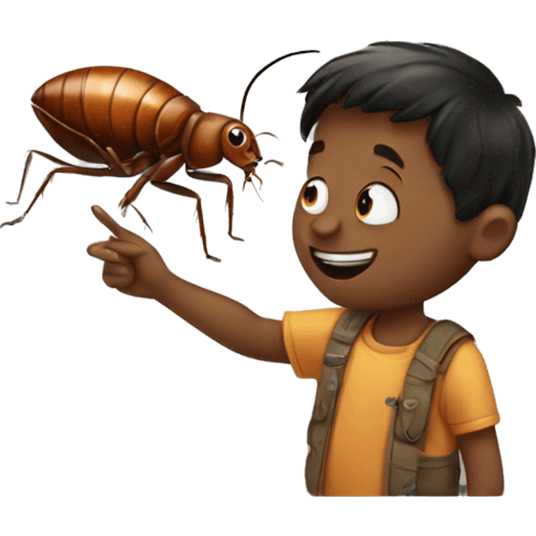  kid playing with cockroach emoji