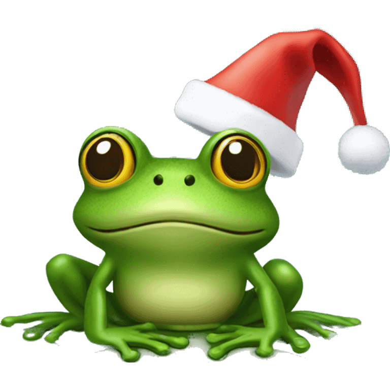 Frog on a Lily water with christmas hat emoji