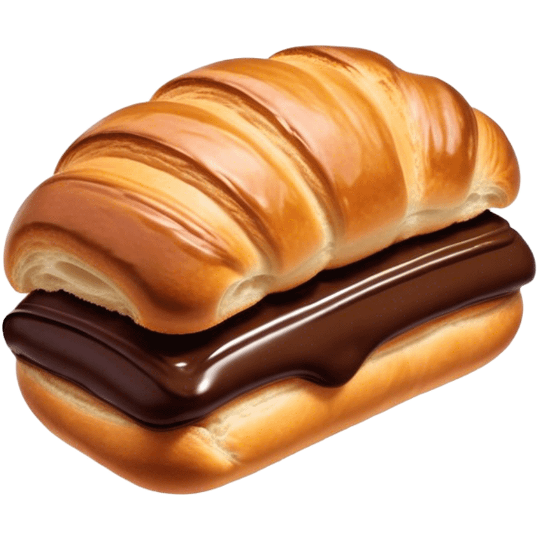 Cinematic warm pain au chocolat, flaky golden-brown pastry with a rich chocolate filling peeking through, perfectly crisp exterior, soft glowing highlights, inviting and indulgent. emoji