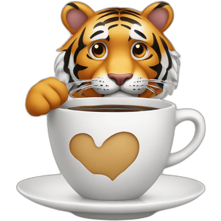 Tiger taking a coffee emoji