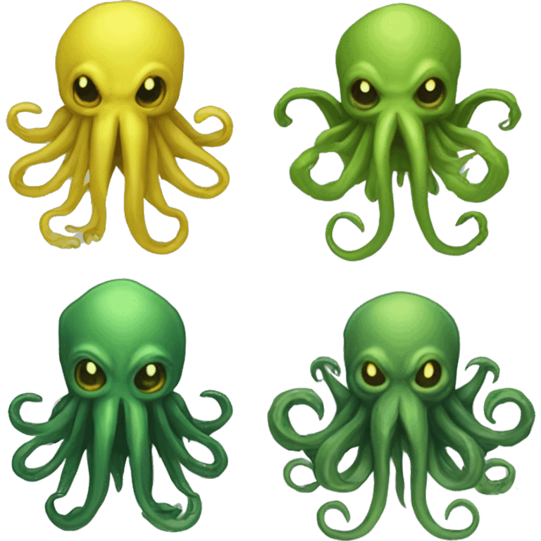 2 Cthulhu, a Cthulhu yellow and  a Cthulhu green emoji