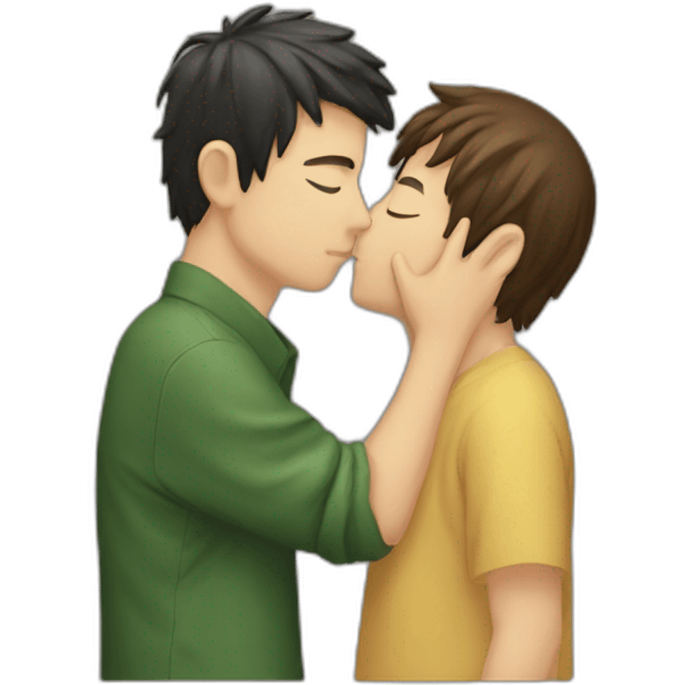 an italian guy kissing a japanese guy emoji