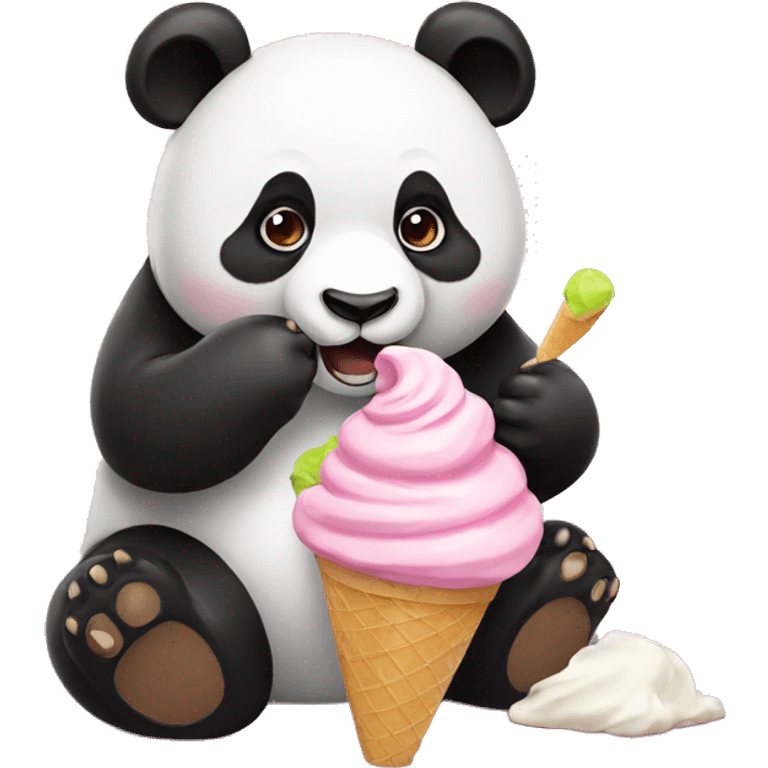 Panda eating ice cream emoji