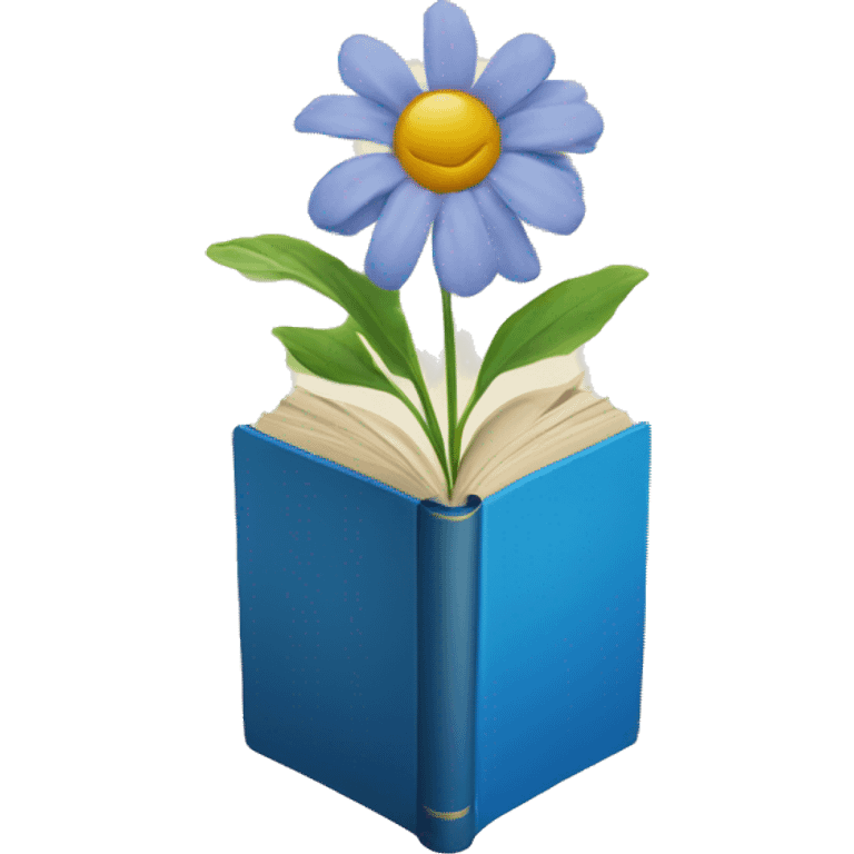 Book with blue cover with flower on it emoji