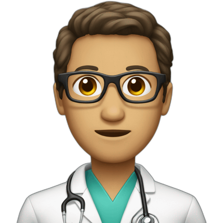 DOCTOR CON LENTES, DE TEZ OSCURA Y CABELLO NEGRO  emoji