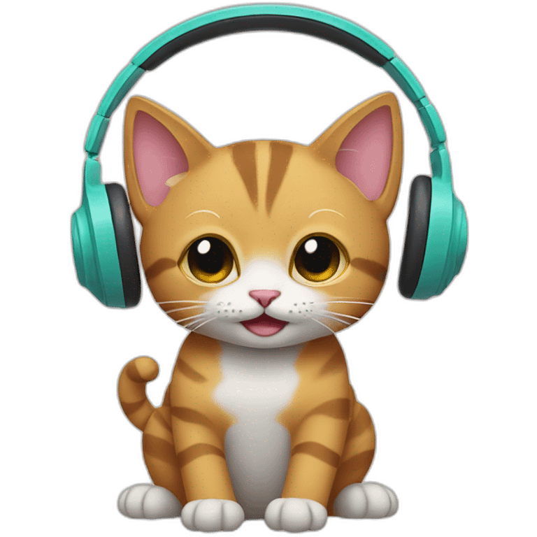 cat listening to music emoji