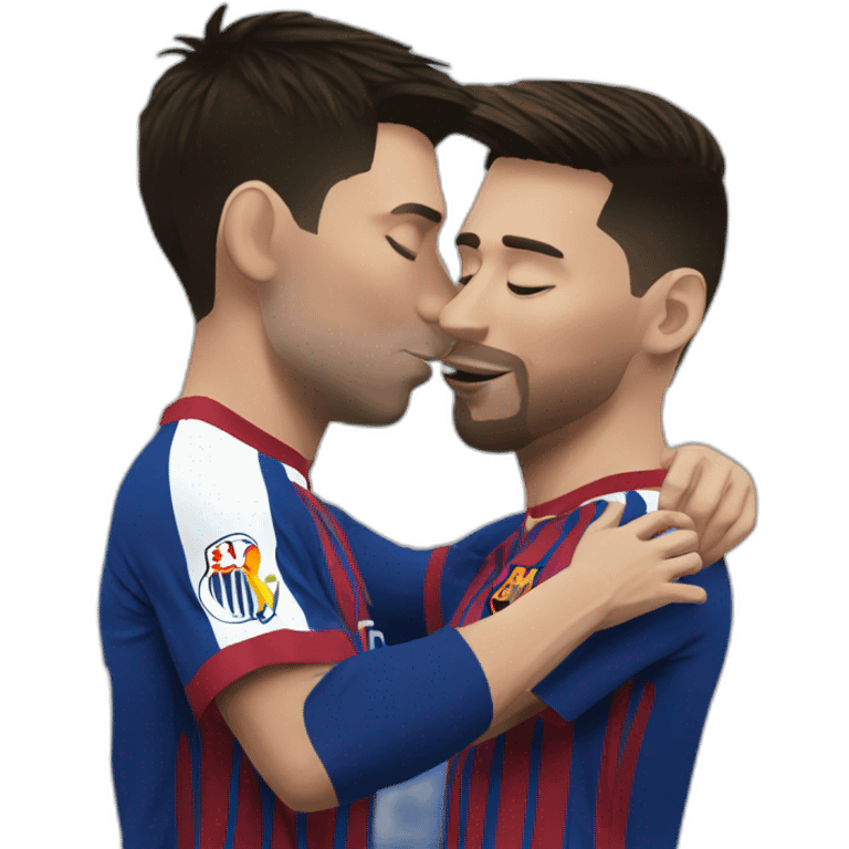 Messi Ronaldo kissing emoji