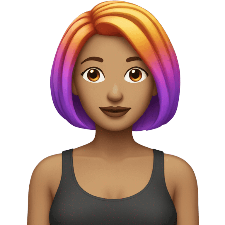 A light skinned beautiful woman with a multicolored bob hair cut  emoji