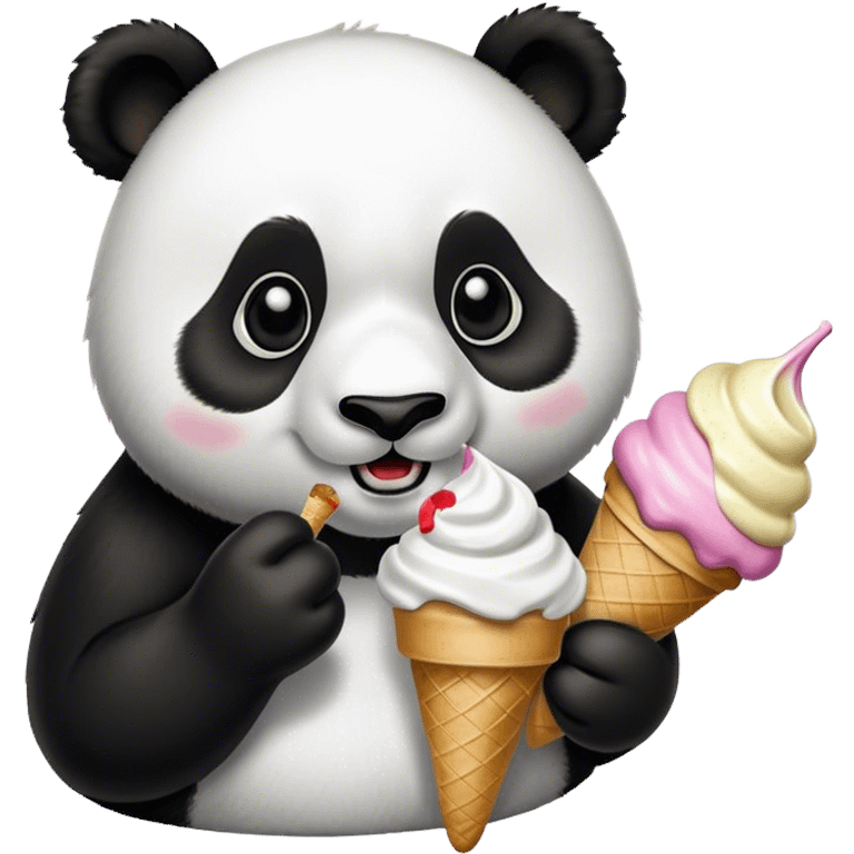 Panda eating ice cream emoji