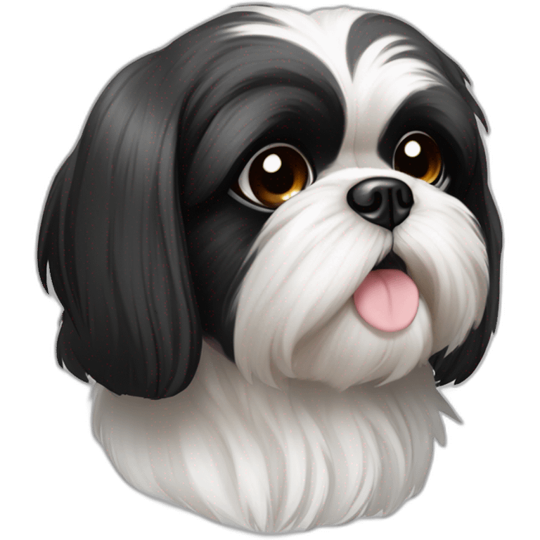 Dreifarbiger Shihtzu schwarz weiß grau braune augen emoji