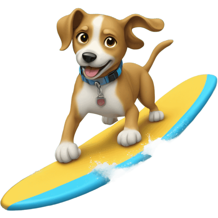 A dog surf boarding on a wave emoji