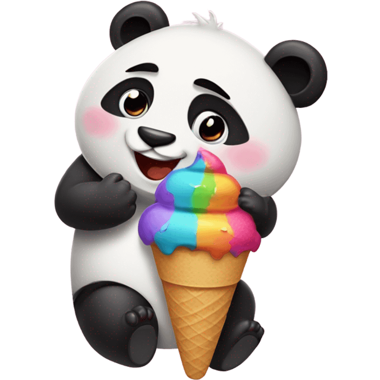 Panda eating ice cream emoji