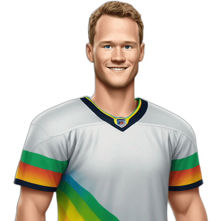 Jonathan Toews as rainbow beach bum emoji