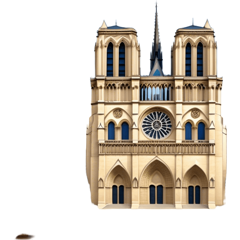 Cinematic Realistic Notre-Dame Cathedral Landmark Emoji, showcasing the Gothic splendor of the cathedral rendered with detailed stone carvings and majestic, soft lighting. emoji