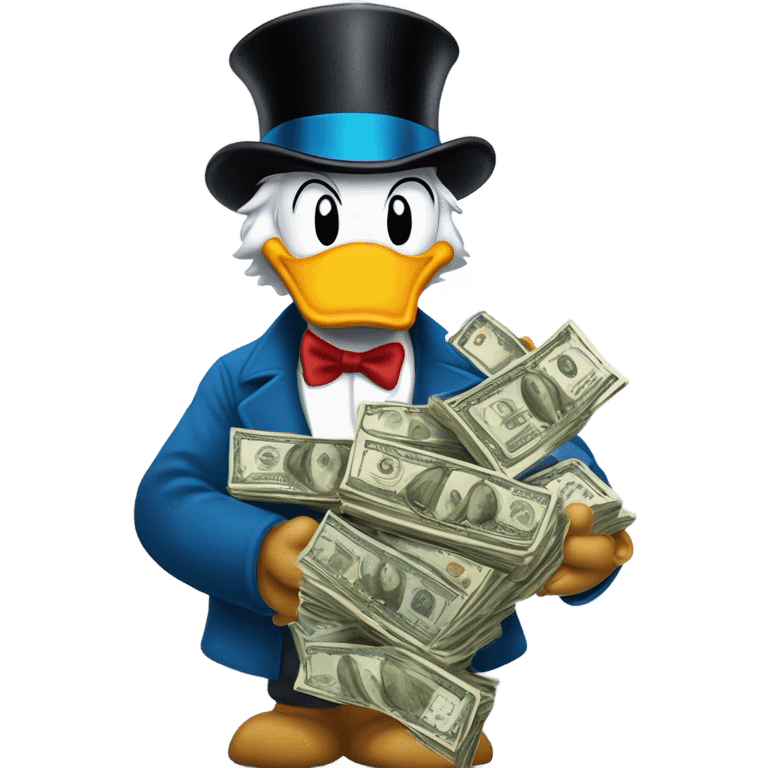 Scrooge  McDuck giving cash to his nephews ￼ emoji