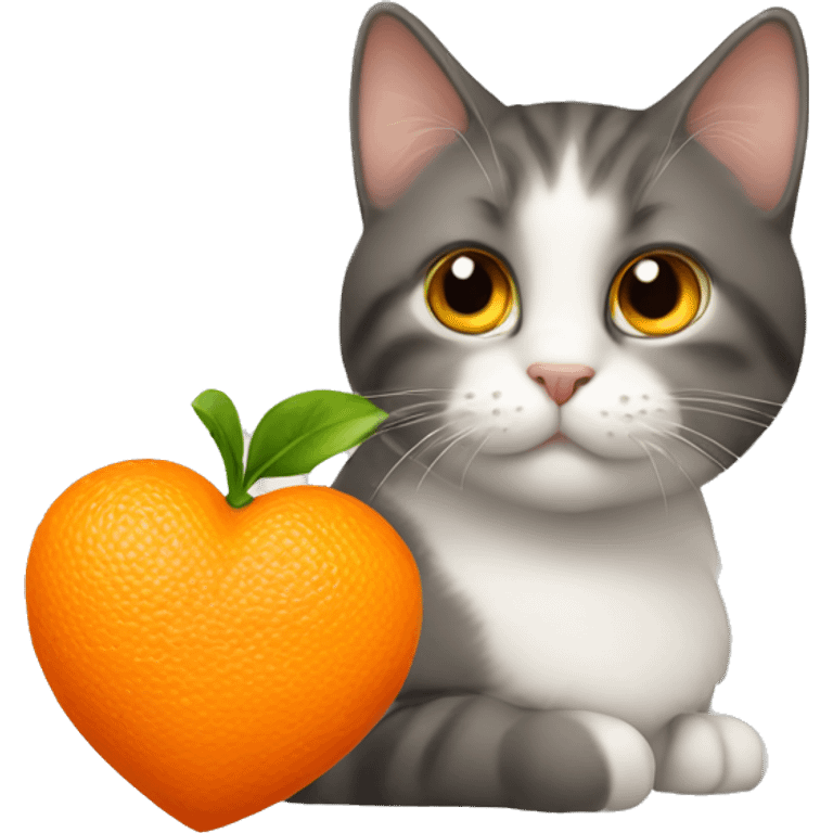 cat and orange heart emoji