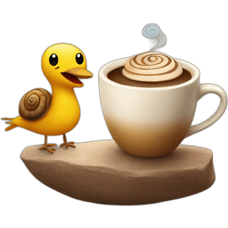 bird and snail with coffee emoji